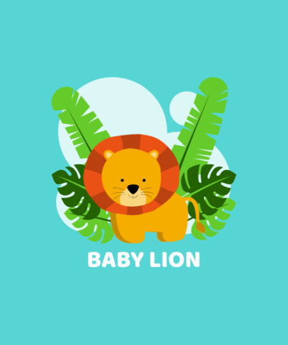 Illustrated T-Shirt Design Template with Cute Animals