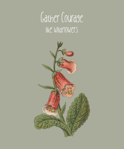 Botanical T-Shirt Design Template With Illustrated Wildflowers 393b-el1