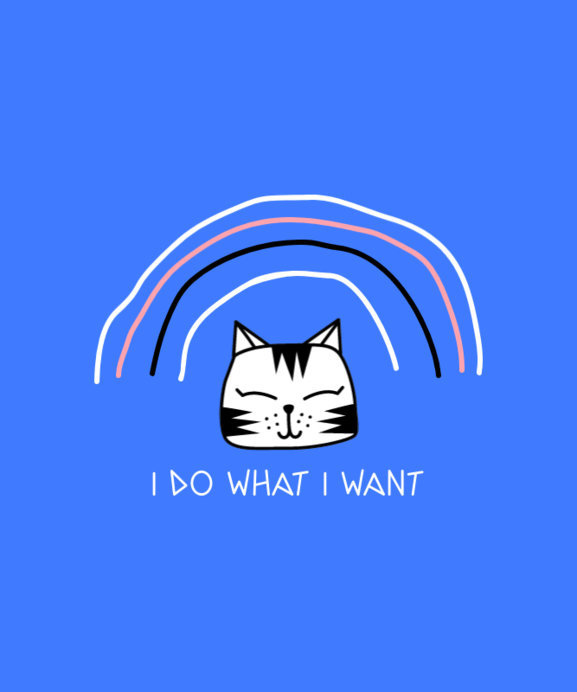 T-Shirt Design Template Featuring a Smiling Cat Graphic