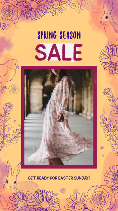 Instagram Story Design Template with Easter Illustrations