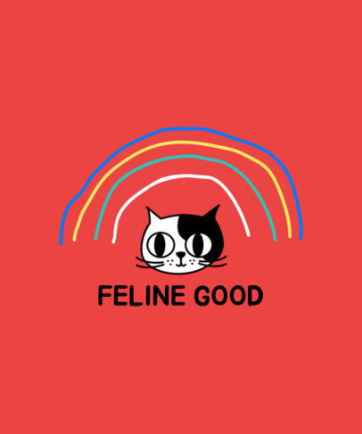 Kids T-Shirt Design Template Featuring a Cartoonish Cat Illustration