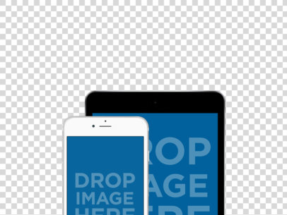 iPhone + iPad Mini Mockup in Portrait Position 