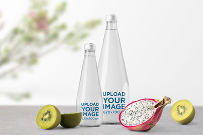 Mockup of a Two Water Bottles Featuring Tropical Fruits 3154-el1