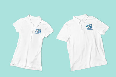 Mockup of Two Women's and Men's Polo Shirt Lying Flat