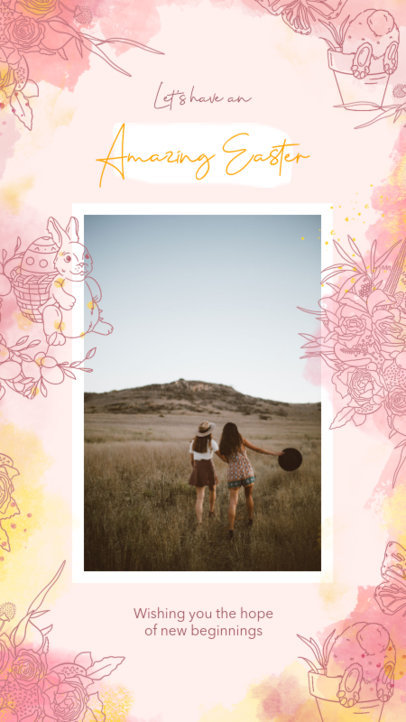 Easter-Themed Instagram Story Design Template with Cute Graphics