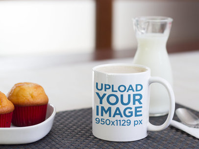 Mug Mockup with Muffins and Milk a12272