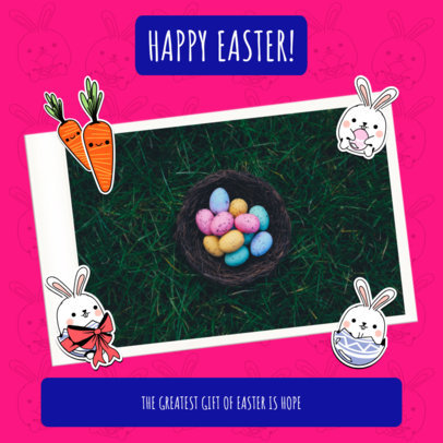 Instagram Post Template with Easter Bunny Graphics