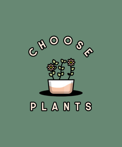 T-Shirt Design Template Featuring Icons of Plants in Pots