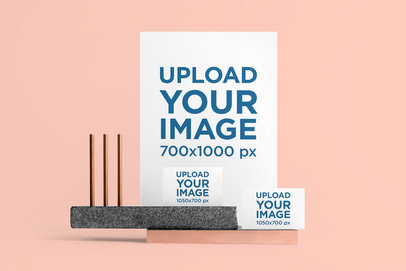 Mockup of a Letterhead and Some Business Cards with a Modern Composition