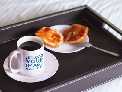 Coffee Cup Mockup With Breakfast in Bed