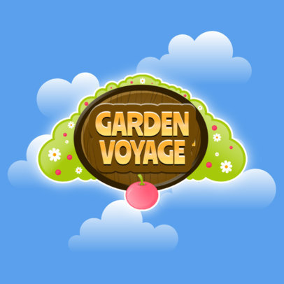 Gardening Mobile Game Logo Maker Featuring a Cherry Tree