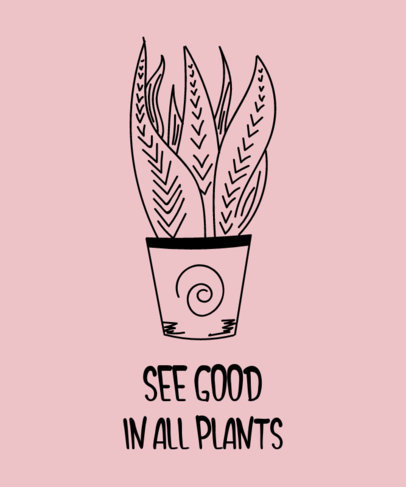 T-Shirt Design Template with a Plant Drawing