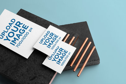 A6 Letterhead Mockup Featuring Two Business Cards 3183-el1