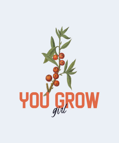 T-Shirt Design Template with an Illustration of a Plant