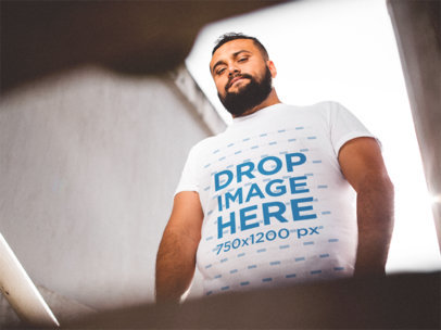 Plus Size Tee Mockup of a Hispanic Man in the Street