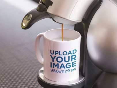 Coffee Mug Mockup Featuring an Espresso Machine