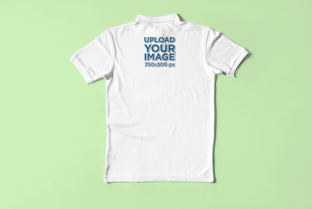 Mockup Featuring the Back of a Polo Shirt Against a Colored Background 