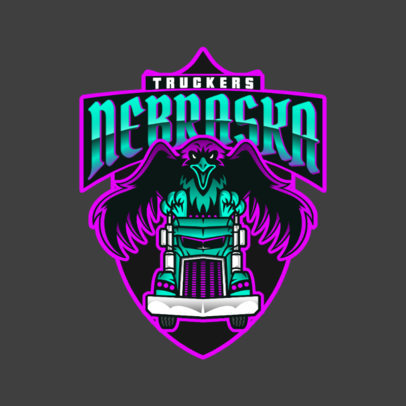 Trucking Logo Template with an Imposing Eagle Graphic