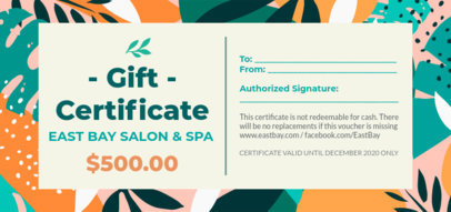 Gift Certificate Design Maker Featuring Colorful Patterned Backgrounds