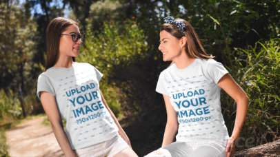 Video of Two Women Wearing T-Shirts on a Sunny Day