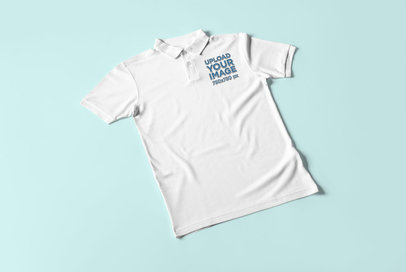  Mockup of a Polo Shirt Lying Flat on a Solid Color Surface 