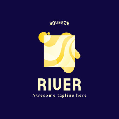 Logo Template Featuring a Square Graphic With Liquid Shapes