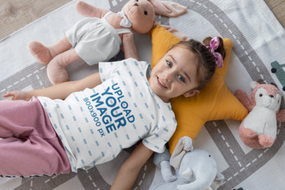 Sublimated T-Shirt Mockup of a Girl Lying Down