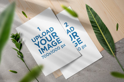 Mockup of Two Letterheads Featuring Some Plants 