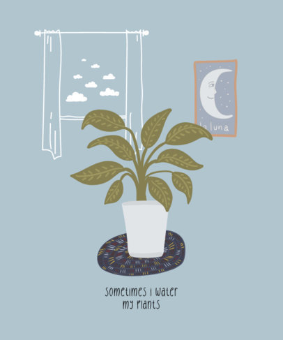Illustrated T-Shirt Design Maker Featuring Indoor Plants Graphics