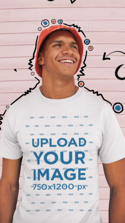 T-Shirt Video of a Happy Man Wearing a T-Shirt Featuring 2D Animations