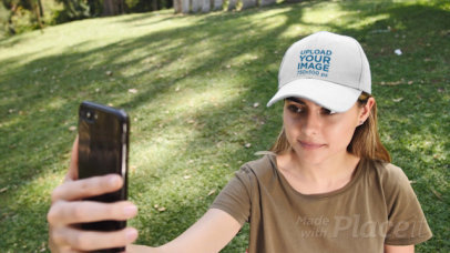 Dad Hat Video of a Woman Taking a Selfie 