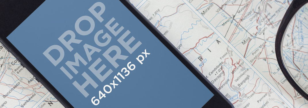 Mockup of a Black iPhone 5 Placed Over a Map