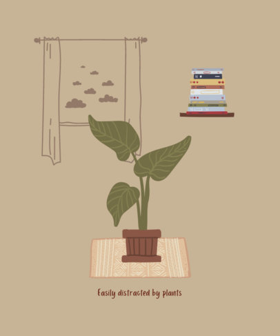 T-Shirt Design Template Featuring Home Decor Illustrations and Plant Quotes  