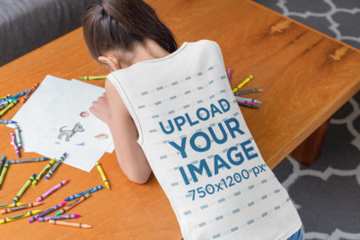 Back View Mockup of a Girl Wearing a Tank Top