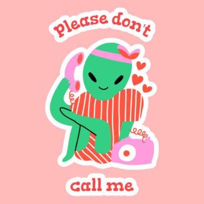 Sticker Design Template Featuring Funny Alien Graphics 2339