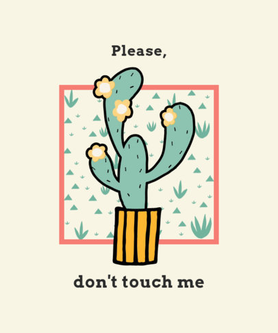 Fun T-Shirt Design Template with Cacti Illustrations