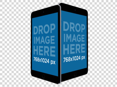 Mockup of Two iPad Minis Side by Side in Angled View