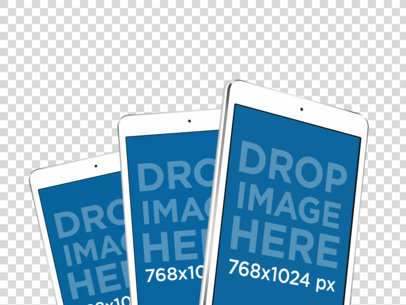 Mockup of Three iPad Minis in a Dynamic Portrait Position Over a PNG Background