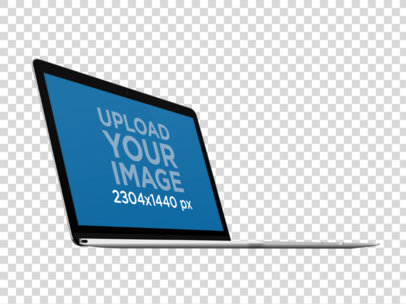 Mockup of a MacBook Pro in Angled Position Over a Transparent Background