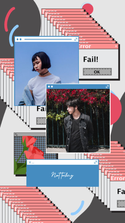 Retro Instagram Story Template Featuring Error Code Tabs 2343l