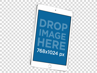 White iPad Mini Mockup in Angled View Floating Over a Null Background