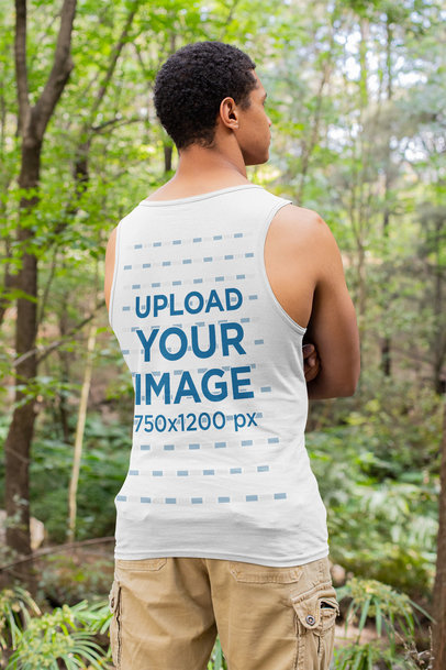Tank Top Mockup of an Adventurer in the Wilderness 32368