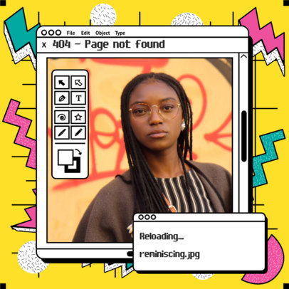 Instagram Post Design Template with a 90's-Style Frame