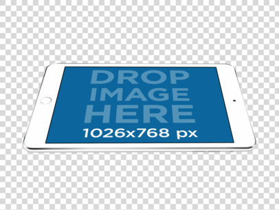 Mockup of an iPad Mini in Landscape View Lying Over a Surface