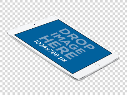 Mockup Featuring an iPad Mini in Landscape Position Floating Over a Null Background