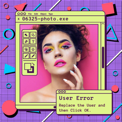 Instagram Post Creator with Neon Retro Graphics