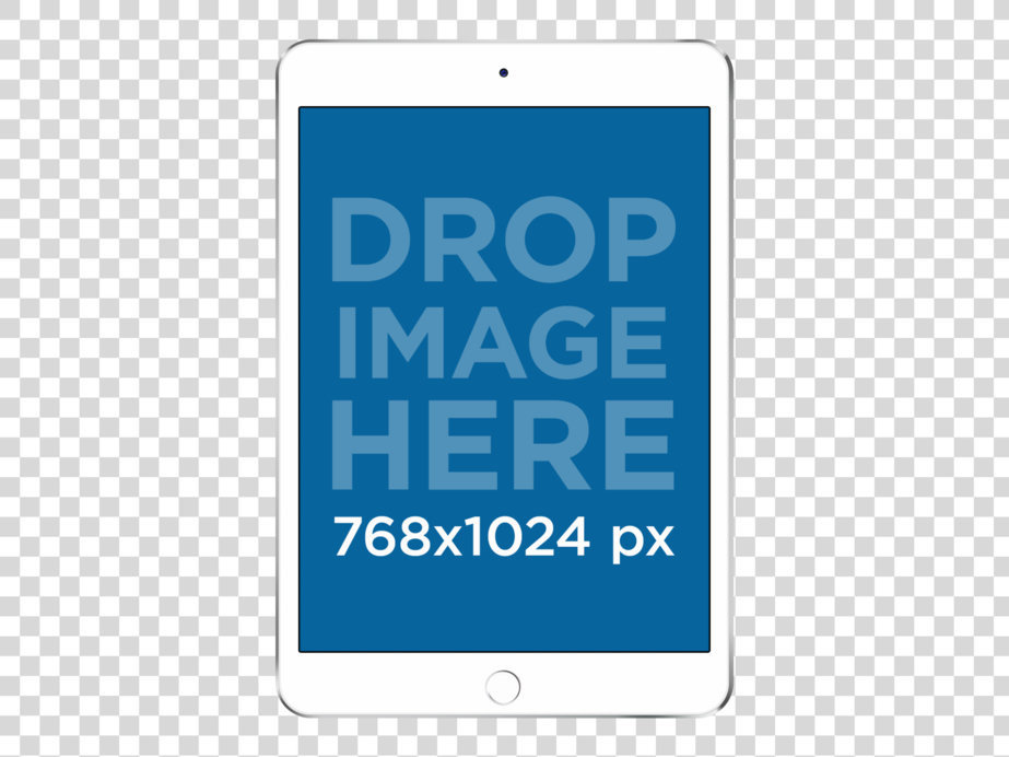 Mockup of a White iPad Mini Placed Against a Null Background