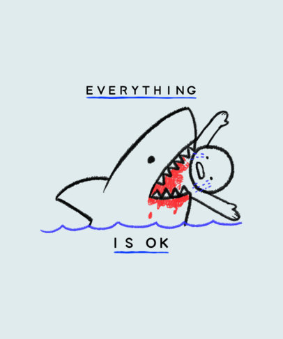 T-Shirt Design Generator Featuring an Aggressive Shark and a Sardonic Quote 2335i