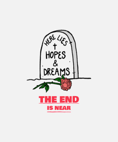 T-Shirt Design Maker Featuring a Grave Doodle and a Hopeless Message