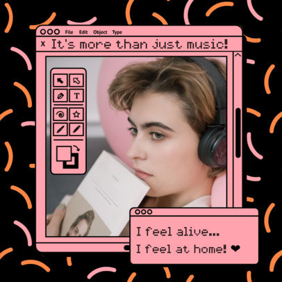 Instagram Post Generator Featuring a Retro Cybernetic Frame